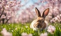 Easter enchantment: Rabbit in a spring blossom field