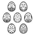 Easter ethnic egg bird set Royalty Free Stock Photo