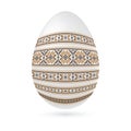 Easter ethnic ornamental egg with cross stitch pattern. Isolated on white background Royalty Free Stock Photo