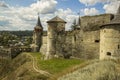 Easter European castle old stone walls and towers medieval fortification building site