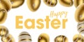 Easter falling eggs in shape frame isolated on white background. For greeting card, promotion, poster, flyer, web-banner