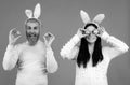 Easter family. Happy couple with bunny ears. Royalty Free Stock Photo