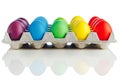 Easter festive multicolor eggs carton