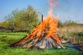 Easter fire on a meadow in spring time