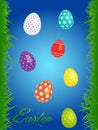 Easter floral background with eggs