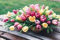 Easter Floral Delight. A composition featuring a variety of fresh spring flowers tulips