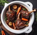 Easter food. Braised lamb shank with carrot