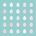 Easter food flat icons set. Painted eggs, egg hunt vector illustrations. Thin signs christianity traditional celebration