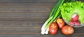 Easter food on wooden background