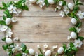 easter frame background with spring flower and easter egg Royalty Free Stock Photo