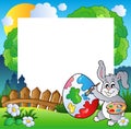 Easter frame with bunny artist Royalty Free Stock Photo