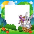Easter frame with bunny in basket