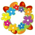 Easter frame with eggs and flowers Royalty Free Stock Photo