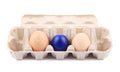 easter and fresh eggs on cardboard box Royalty Free Stock Photo