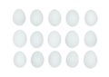 Happy Easter in rows of fifteen blue eggs. Royalty Free Stock Photo