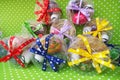 Easter gift boxes with colorful eggs