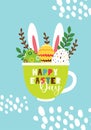 Easter gift card in flat design