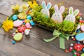 Easter ginger cookies in box with fake grass.