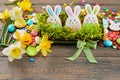 Easter ginger cookies in box with grass.