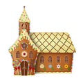 easter gingerbread church with cookies and candies. gingerbread easter church with sweets and lollipops