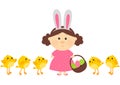 Easter girl with little chickens