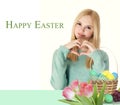 Easter, girl shows heart