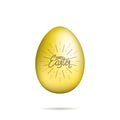 Easter. Gold egg with Happy Easter script lettering. Easter holiday design Royalty Free Stock Photo