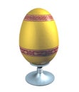 Easter golden egg with decorations, isolated on white background, 3d illustration Royalty Free Stock Photo