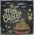Easter graphic on a chalkboard.