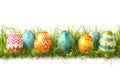 easter with grass and colorfull easter eggs png white background Royalty Free Stock Photo