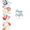 Easter great vertical floral background with colored easter eggs