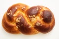 Easter greek tsoureki braid, sweet bread brioche isolated on white Royalty Free Stock Photo