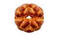 Easter Greek tsoureki braid, sweet bread brioche overhead isolated on white, design element