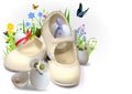 Easter Greeting Card with Children Booties and Eggs