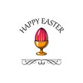 Easter greeting card. Easter egg in egg holder. Egg on stand. Vector illustration. Royalty Free Stock Photo