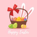 Easter greeting card with festive basket