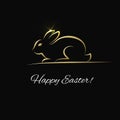 Easter greeting card with gold bunny