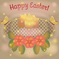 Easter greeting card on gold grid