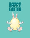 Easter greeting card - Happy Easter bunny get out of egg