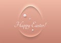 Easter greeting card pastel pink soft 3D egg shape abstract frame design. Happy Easter white text with pearl beads. Vector design