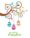 Easter greeting card. Tree and Easter eggs Royalty Free Stock Photo