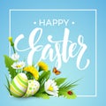 Easter greeting. Lettering Flower Egg. Vector illustration Royalty Free Stock Photo