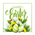 Easter greeting. Lettering Flower Egg. Vector illustration Royalty Free Stock Photo