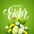 Easter greeting. Lettering Flower Egg. Vector illustration Royalty Free Stock Photo