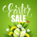 Easter greeting. Lettering Flower Egg. Vector illustration Royalty Free Stock Photo