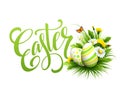 Easter greeting. Lettering Flower Egg. Vector illustration Royalty Free Stock Photo