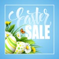 Easter greeting. Lettering Flower Egg. Vector illustration Royalty Free Stock Photo