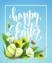 Easter greeting. Lettering Flower Egg. Vector illustration Royalty Free Stock Photo
