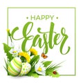 Easter greeting. Lettering Flower Egg. Vector illustration Royalty Free Stock Photo