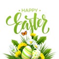 Easter greeting. Lettering Flower Egg. Vector illustration Royalty Free Stock Photo